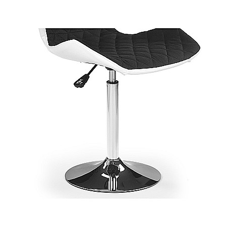 Scaun de bar HM Matrix 2, Ergonomic, Baza fixa, Cadru Cromat, Stofa/Piele ecologica, Inaltime ajustabila, Rotativ, 100 Kg, Alb/Negru [3]
