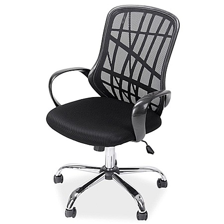 Scaun de birou cu mesh SL Dexter, cadru cromat, mecanism de balans, roti pivotante, 100 kg, negru [1]