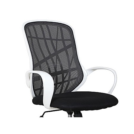 Scaun de birou cu mesh SL Dexter, cadru cromat, mecanism de balans, roti pivotante, 100 kg, alb/negru [2]