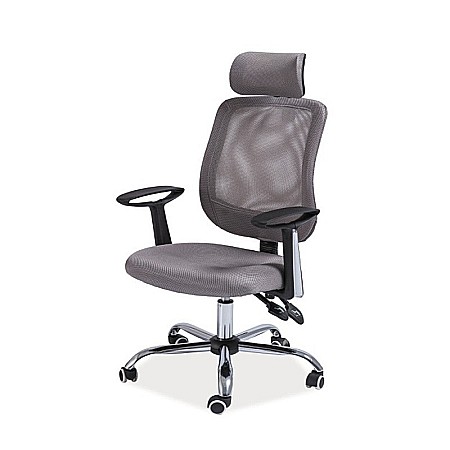 Scaun de birou cu mesh, SL Q118, ergonomic, brate si tetiera ajustabile, cadru metalic, mecanism balans, 100 kg, Gri [1]