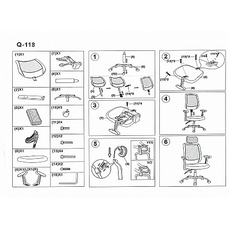 Scaun de birou cu mesh, SL Q118, ergonomic, brate si tetiera ajustabile, cadru metalic, mecanism balans, 100 kg, Gri [2]