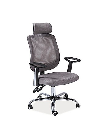 Scaune cu mesh - Scaun de birou cu mesh, SL Q118, ergonomic, brate si tetiera ajustabile, cadru metalic, mecanism balans, 100 kg, Gri