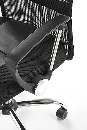 Scaun de birou ergonomic HM Nuble, Mesh, Cadru Metalic, Sezut piele ecologica, Inaltime ajustabila, Mecanism balansare,100 Kg, Negru [5]