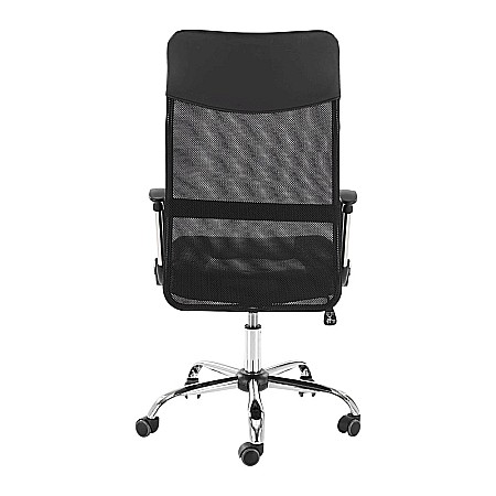 Scaun de birou ergonomic HM Nuble, Mesh, Cadru Metalic, Sezut piele ecologica, Inaltime ajustabila, Mecanism balansare,100 Kg, Negru [2]