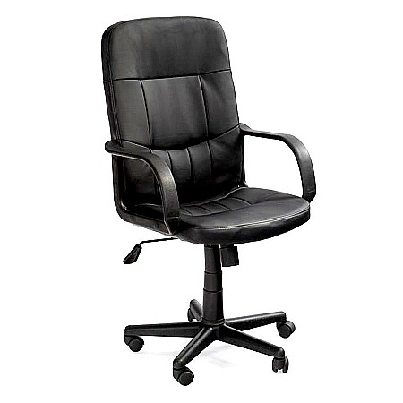 Scaun de birou HM Denzel, Piele ecologica, Mecanism balansare, Inaltime ajustabila, 102 kg, 110x58x45 cm, Negru [1]