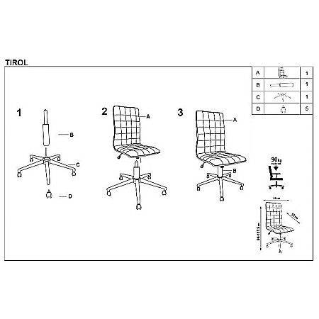Scaun de birou HM Tirol, Ergonomic, Piele ecologica, Inaltime ajustabila, Mecanism de balans, Roti pivotante, 90 kg, Gri [3]