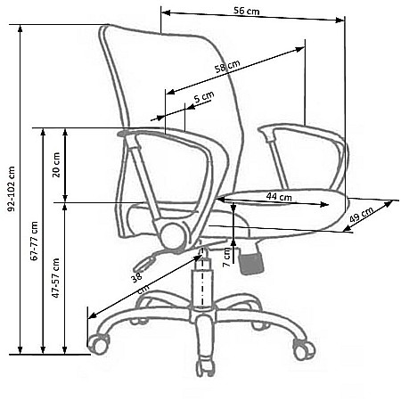 Scaun de birou HM Tony, Mesh, Ergonomic, Inaltime ajustabila, Roti pivotante, 102 Kg, Gri [2]