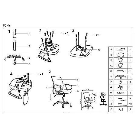 Scaun de birou HM Tony, Mesh, Ergonomic, Inaltime ajustabila, Roti pivotante, 102 Kg, Gri [3]