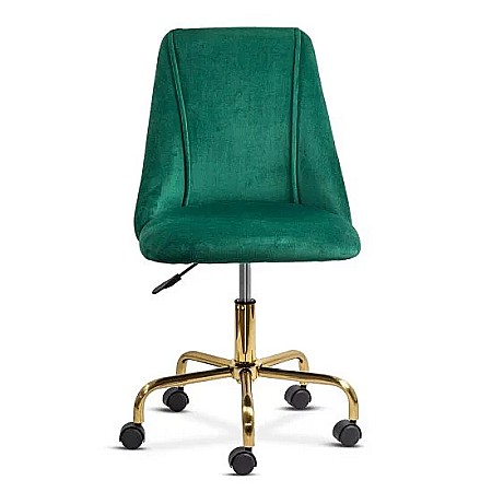 Scaun de birou OFF 642, rotativ, inaltime reglabila, baza aurie, catifea, 100 kg [2]