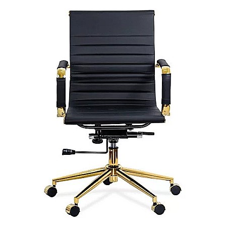 Scaun de birou OFF 802A, ergonomic, spatar inalt, mecanism balans, baza aurie, 110 kg [7]