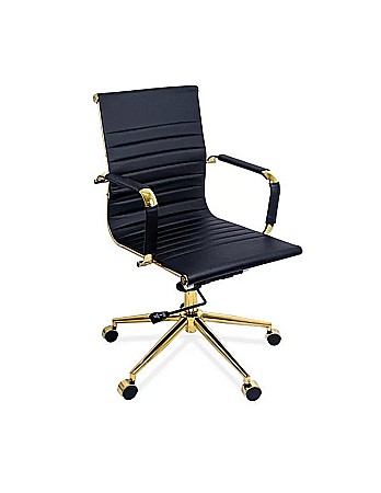Scaune birou - Scaun de birou OFF 802A, ergonomic, spatar inalt, mecanism balans, baza aurie, 110 kg