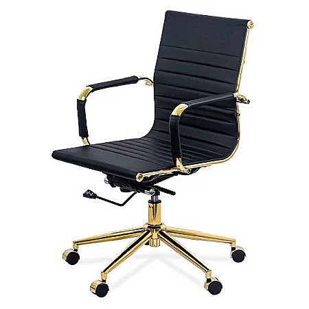 Scaun de birou OFF 802A, ergonomic, spatar inalt, mecanism balans, baza aurie, 110 kg [2]