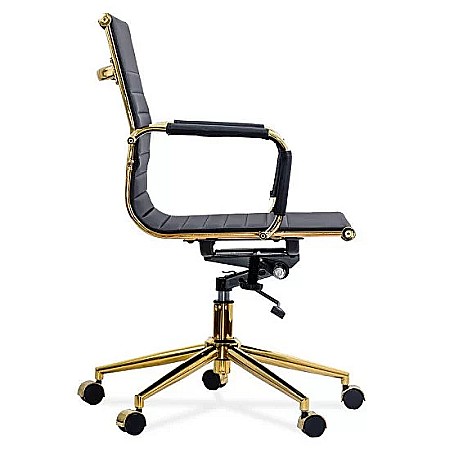 Scaun de birou OFF 802A, ergonomic, spatar inalt, mecanism balans, baza aurie, 110 kg [3]