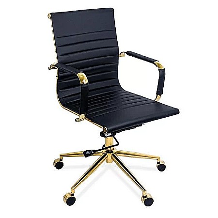 Scaun de birou OFF 802A, ergonomic, spatar inalt, mecanism balans, baza aurie, 110 kg [1]