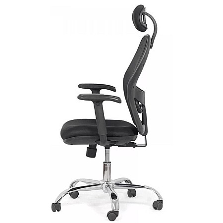 Scaun de birou OFF 989, ergonomic, mesh, mecanism sincron, brate reglabile, tetiera ajustabila, baza cromata, 110 kg [2]