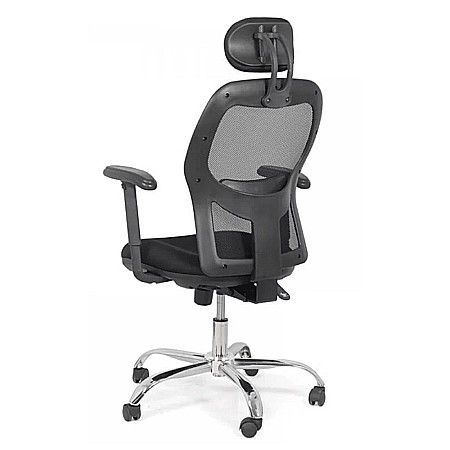 Scaun de birou OFF 989, ergonomic, mesh, mecanism sincron, brate reglabile, tetiera ajustabila, baza cromata, 110 kg [3]