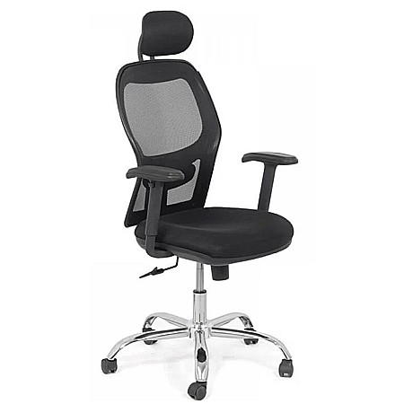 Scaune birou - Scaun de birou OFF 989, ergonomic, mesh, mecanism sincron, brate reglabile, tetiera ajustabila, baza cromata, 110 kg