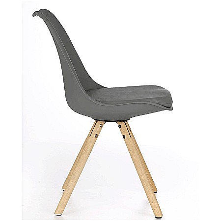 Scaun de bucatarie si living din polipropilena, HM K201, ergonomic, baza lemn masiv, tapiterie cu piele ecologica, 100 kg, Gri inchis [4]
