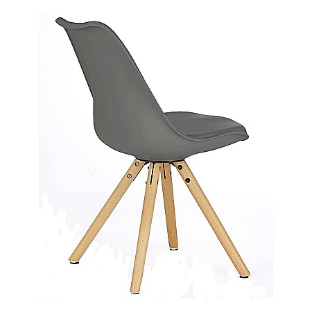 Scaun de bucatarie si living din polipropilena, HM K201, ergonomic, baza lemn masiv, tapiterie cu piele ecologica, 100 kg, Gri inchis [2]