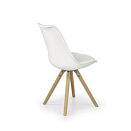 Scaun de bucatarie si living din polipropilena, HM K201, ergonomic, baza lemn masiv, tapiterie cu piele ecologica, 100 kg, alb [2]