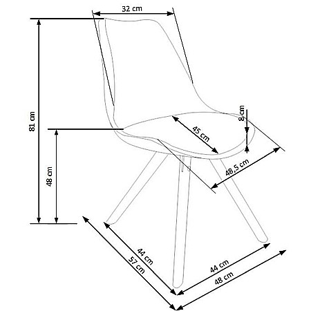 Scaun de bucatarie si living din polipropilena, HM K201, ergonomic, baza lemn masiv, tapiterie cu piele ecologica, 100 kg, alb [4]