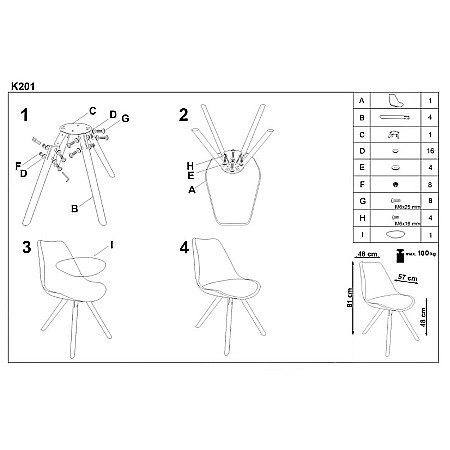 Scaun de bucatarie si living din polipropilena, HM K201, ergonomic, baza lemn masiv, tapiterie cu piele ecologica, 100 kg, alb [3]