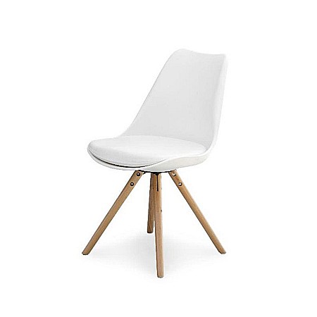 Scaun de bucatarie si living din polipropilena, HM K201, ergonomic, baza lemn masiv, tapiterie cu piele ecologica, 100 kg, alb [1]