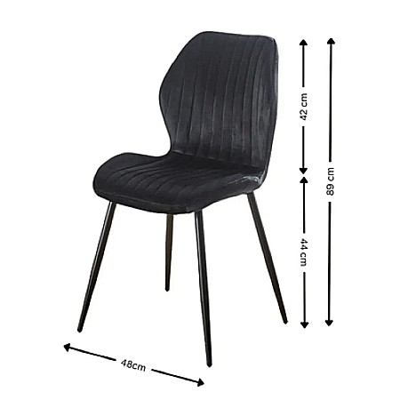 Scaun de living si bucatarie cu cadru metalic, AB104, tapiterie velvet, 89x48x43 cm,100 Kg, negru [3]