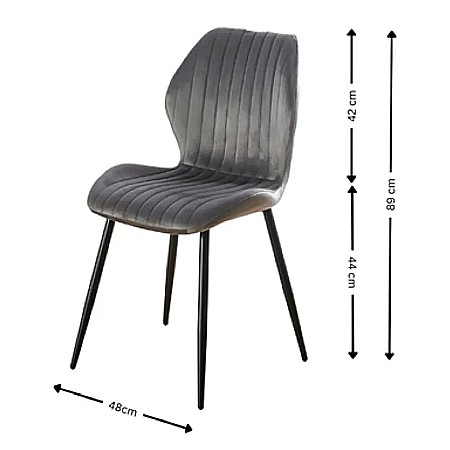 Scaun de living si bucatarie cu cadru metalic, AB104, tapiterie velvet, 89x48x43 cm,100 Kg, Gri [2]