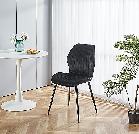 Scaune - Scaun de living si bucatarie cu cadru metalic, AB104, tapiterie velvet, 89x48x43 cm,100 Kg, negru