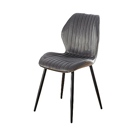 Scaun de living si bucatarie cu cadru metalic, AB104, tapiterie velvet, 89x48x43 cm,100 Kg, Gri [1]
