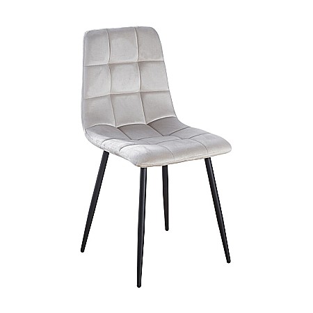 Scaun de living si bucatarie cu cadru metalic, AB37 ergonomic, catifea, 89x44x43 cm, 100 Kg, Bej [2]