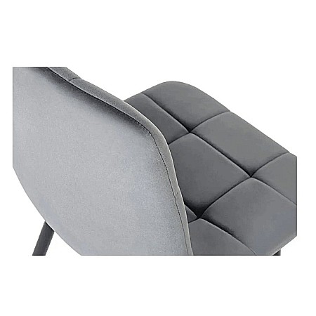 Scaun de living si bucatarie cu cadru metalic, AB37 ergonomic, catifea, 89x44x43 cm, 100 Kg, Gri [4]