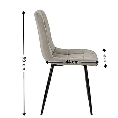 Scaun de living si bucatarie cu cadru metalic, AB37 ergonomic, catifea, 89x44x43 cm, 100 Kg, Bej [3]
