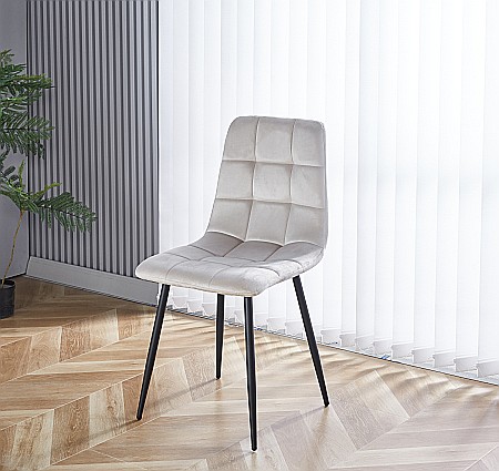Scaun de living si bucatarie cu cadru metalic, AB37 ergonomic, catifea, 89x44x43 cm, 100 Kg, Bej [1]