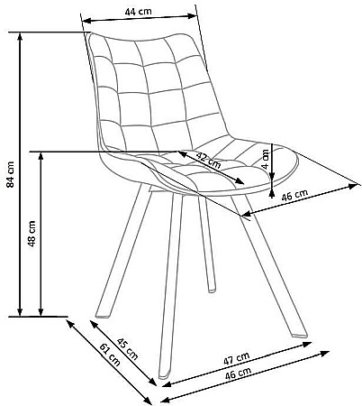 Scaun de living si bucatarie cu cadru metalic, HM K332, ergonomic, stofa velvet, 84x46x61 cm, 100 Kg, Albastru [5]