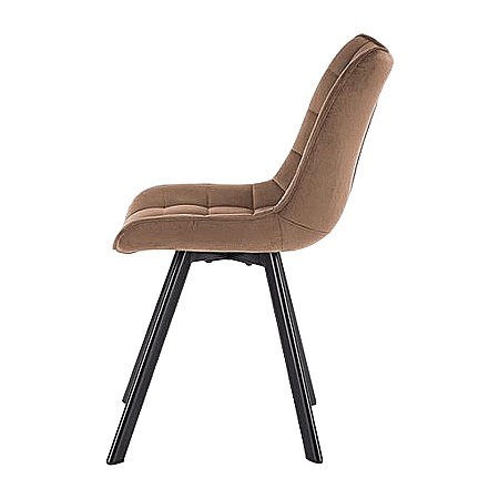 Scaun de living si bucatarie cu cadru metalic, HM K332, ergonomic, stofa velvet, 84x46x61 cm, 100 Kg, Bej [3]