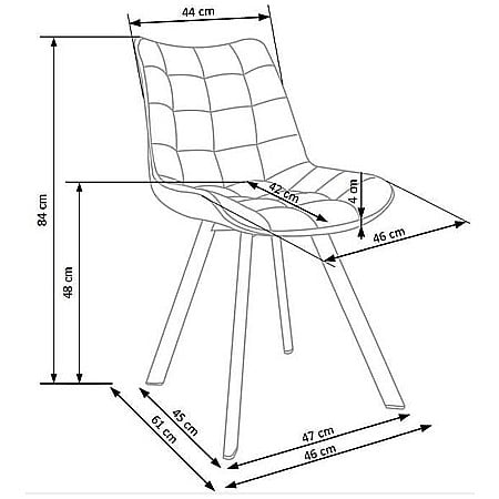 Scaun de living si bucatarie cu cadru metalic, HM K332, ergonomic, stofa velvet, 84x46x61 cm, 100 Kg, Bej [8]