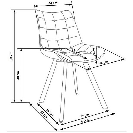 Scaun de living si bucatarie cu cadru metalic, HM K332, ergonomic, stofa velvet, 84x46x61 cm, 100 Kg, Turcoaz [9]