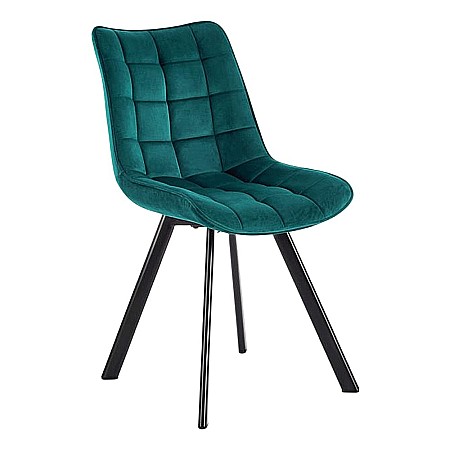 Produse - Scaun de living si bucatarie cu cadru metalic, HM K332, ergonomic, stofa velvet, 84x46x61 cm, 100 Kg, Turcoaz