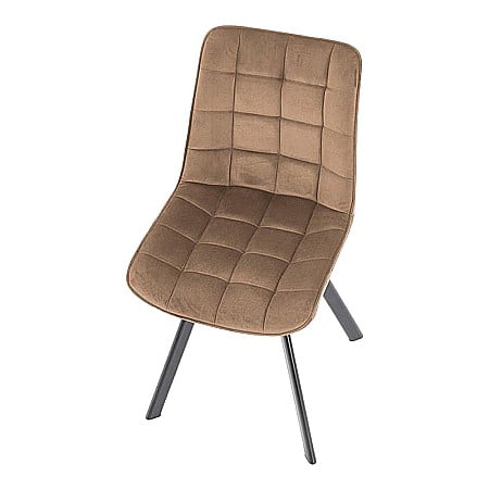 Scaun de living si bucatarie cu cadru metalic, HM K332, ergonomic, stofa velvet, 84x46x61 cm, 100 Kg, Bej [4]