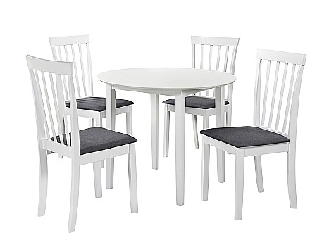 Scaun de living si bucatarie din lemn masiv Houston, tapiterie stofa,100 kg, 94x49x40 cm, alb/gri [3]