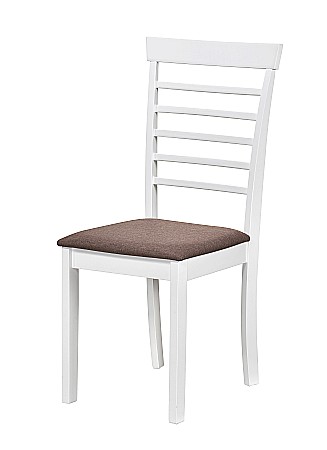 Scaun de living si bucatarie din lemn masiv Montreal, tapiterie stofa,100 kg, 94x49x40 cm, alb/maro [1]