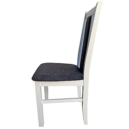 Scaun de living si bucatarie, DM14 Boston din lemn masiv fag, tapiterie stofa, 120 kg, 96x43x40 cm, Alb/Gri [4]