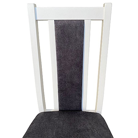 Scaun de living si bucatarie, DM14 Boston din lemn masiv fag, tapiterie stofa, 120 kg, 96x43x40 cm, Alb/Gri [2]