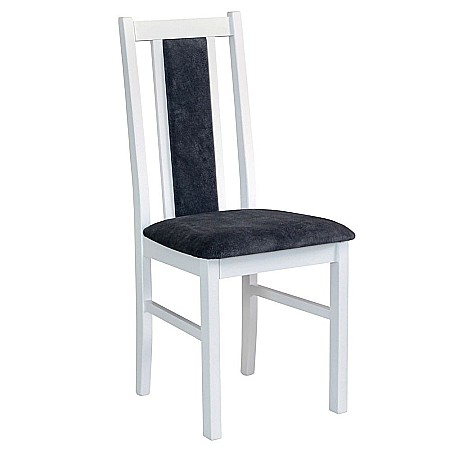 Scaun de living si bucatarie, DM14 Boston din lemn masiv fag, tapiterie stofa, 120 kg, 96x43x40 cm, Alb/Gri
