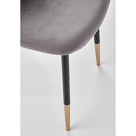 Scaun de living si bucatarie, HM K379, cadru metalic cu insertii aurii, stofa velvet, 88x45x48 cm, 100 kg, Gri [4]