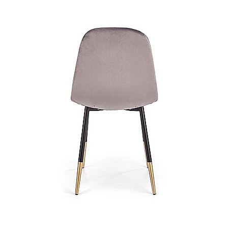 Scaun de living si bucatarie, HM K379, cadru metalic cu insertii aurii, stofa velvet, 88x45x48 cm, 100 kg, Gri [1]