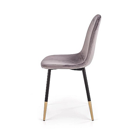 Scaun de living si bucatarie, HM K379, cadru metalic cu insertii aurii, stofa velvet, 88x45x48 cm, 100 kg, Gri [5]