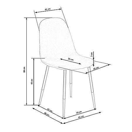 Scaun de living si bucatarie, HM K379, cadru metalic cu insertii aurii, stofa velvet, 88x45x48 cm, 100 kg, Gri [2]
